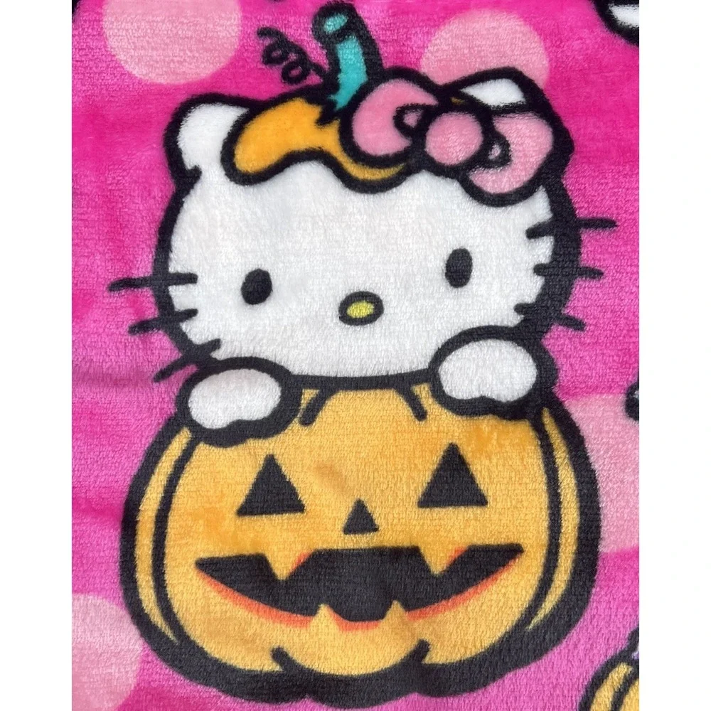 Hello Kitty Halloween Hot Pink Monster Meows Silk Plush Throw Blanket 50 X 70 🎃